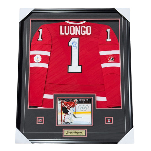 Roberto Luongo Autographed 2010 Team Canada Framed Jersey