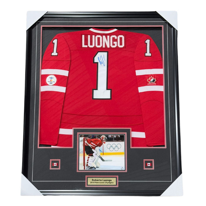 Roberto Luongo Autographed 2010 Team Canada Framed Jersey