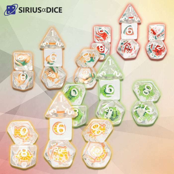 Sirius Dice 7-Piece Dice Set Fruit Slice - Pastime Sports & Games
