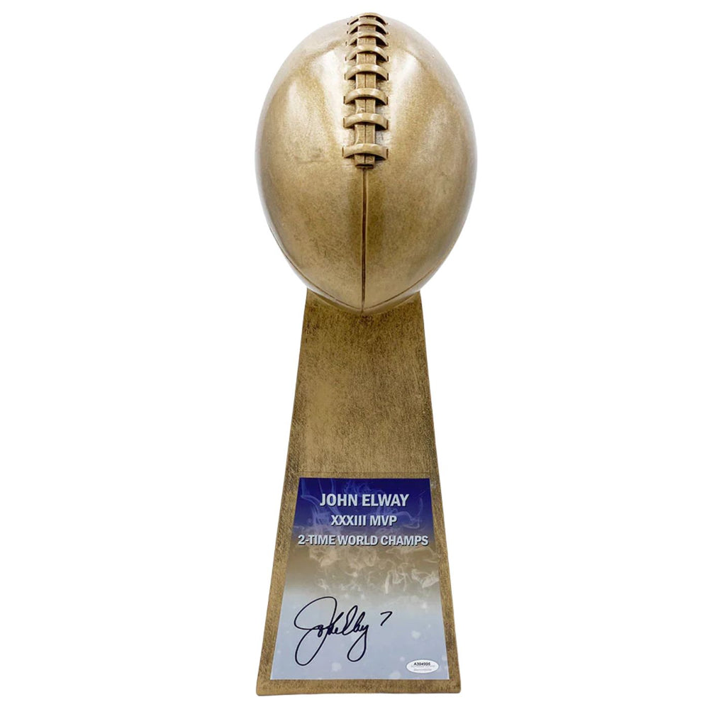 John Elway Autographed Super Bowl/Lombardi Replica Trophy - Pastime Sports & Games