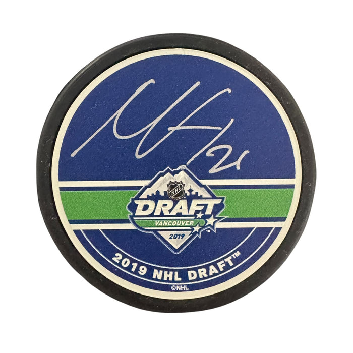 Nils Höglander Autographed Vancouver Canucks Orca Hockey Puck (Textured 2019 Draft) - Pastime Sports & Games