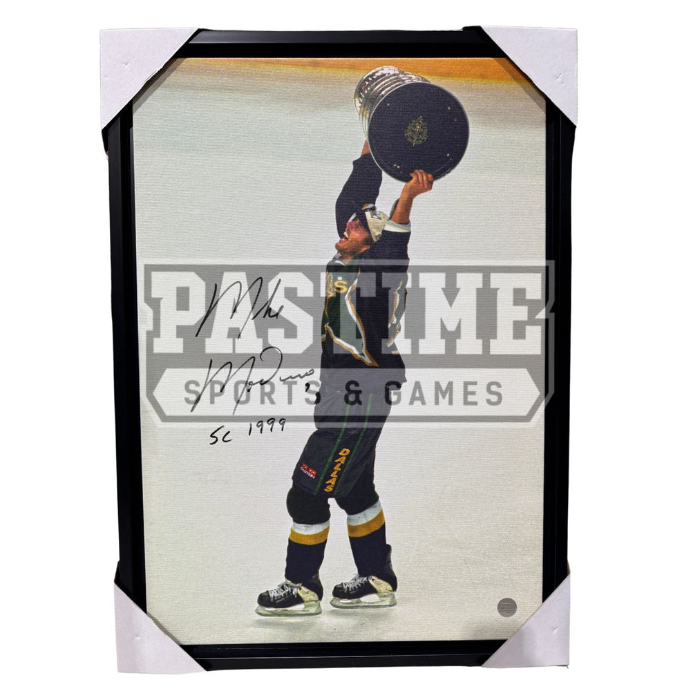 Mike Modano Autographed Dallas Stars Canvas Inscribed "SC 1999" (Holding The Cup) - Pastime Sports & Games