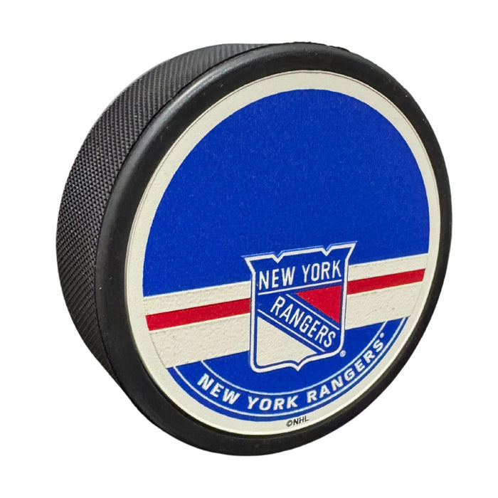 New York Rangers Textured Logo Hockey Pucks (Autograph Puck) - Pastime Sports & Games