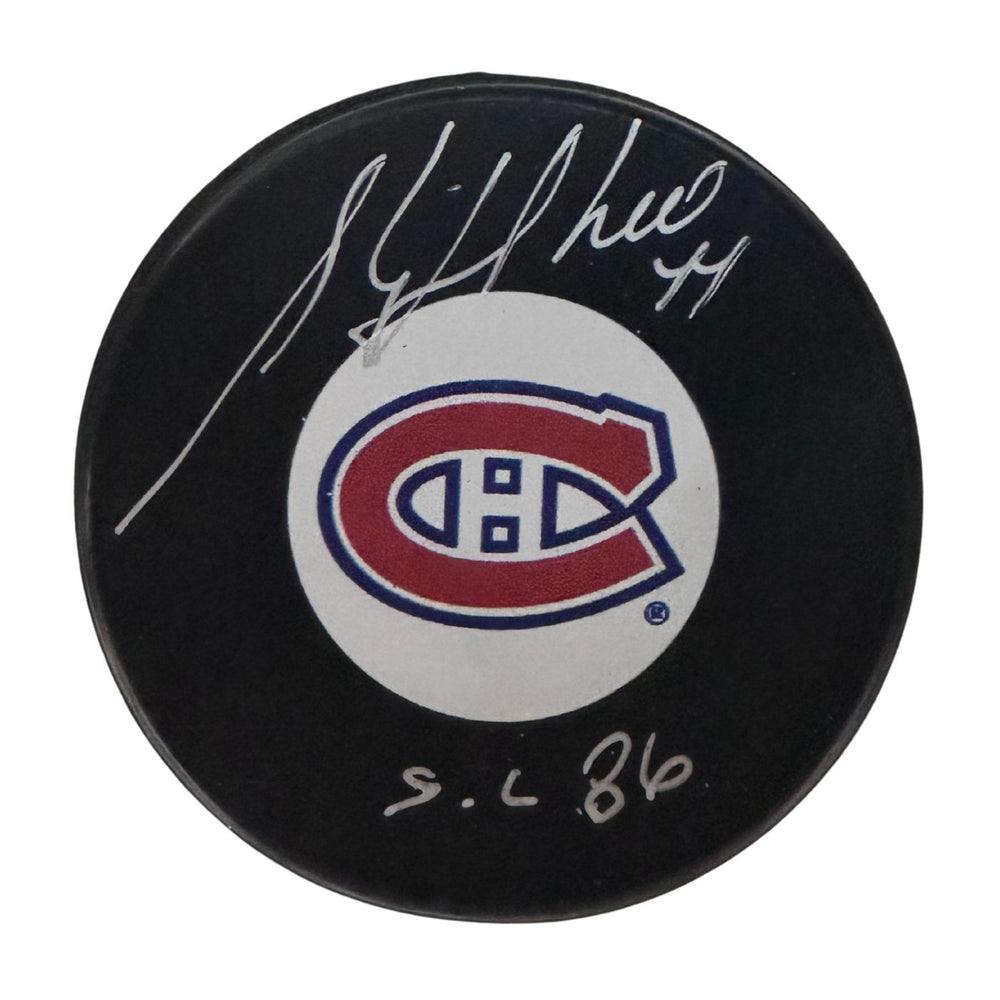 Stephane Richer Autographed Montreal Canadiens Hockey Puck (Small Logo) - Pastime Sports & Games