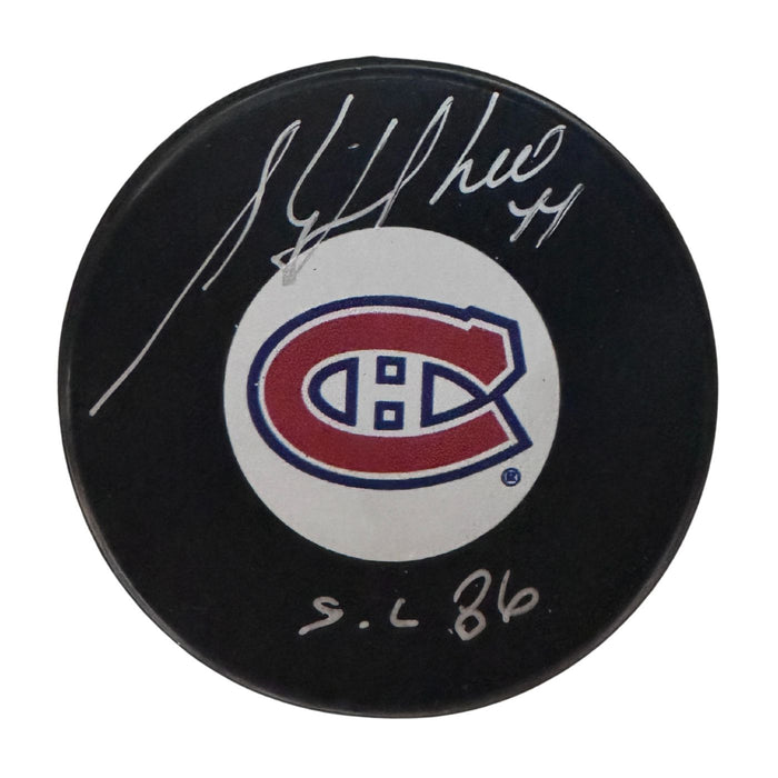 Stephane Richer Autographed Montreal Canadiens Hockey Puck (Small Logo) - Pastime Sports & Games