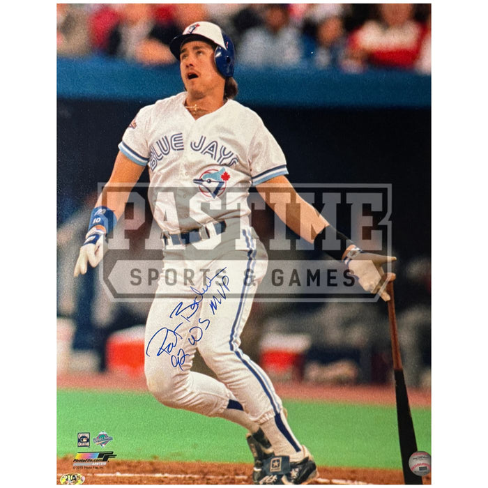 Pat Borders Autographed Toronto Blue Jays (Dropping The Bat) Photo - Pastime Sports & Games