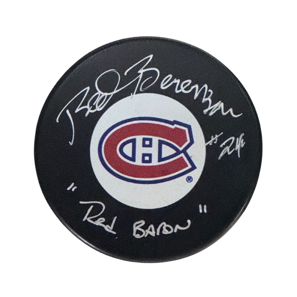 Gordon "Red" Berenson Autographed Montreal Canadiens Hockey Puck (Small Logo) - Pastime Sports & Games