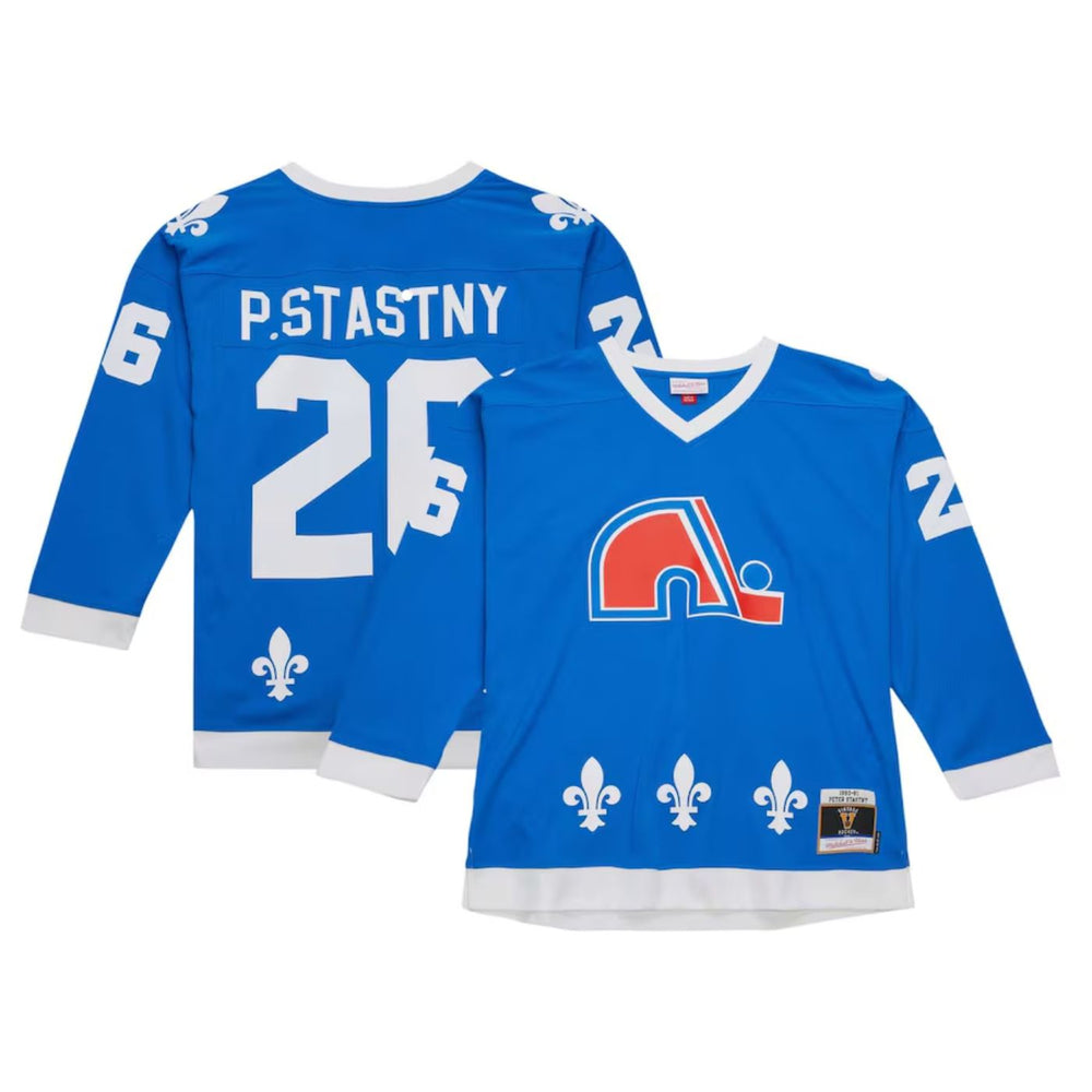 Peter Statsny 1989/90 Quebec Nordiques Blue Home Blue Line Jersey