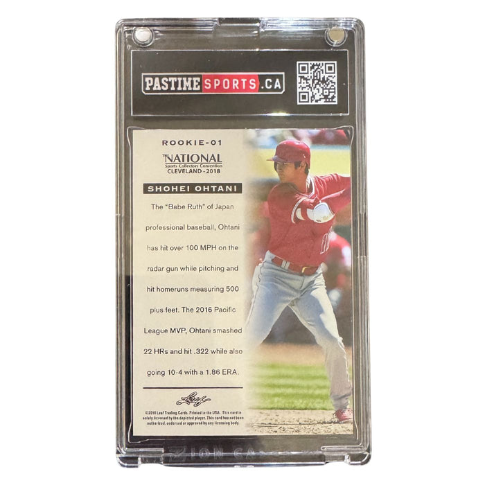 Shohei Ohtani 2018 Leaf National Convention Rookie Card #ROOKIE-01 Encased in Magpro - Pastime Sports & Games