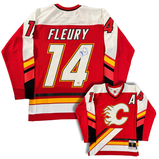 Theoren Fleury Autographed Calgary Flames Mitchell & Ness 1994/95 Vintage Hockey Jersey - Pastime Sports & Games