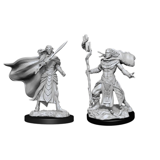 Magic The Gathering Unpainted Miniatures Elf Fighter & Elf Cleric - Pastime Sports & Games