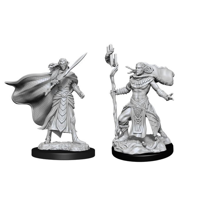 Magic The Gathering Unpainted Miniatures Elf Fighter & Elf Cleric - Pastime Sports & Games