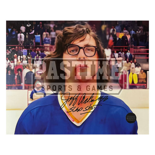 Jeff Carlson (Jeff Hanson From The Movie Slapshot) Autographed Photo (Blue Jersey) - Pastime Sports & Games