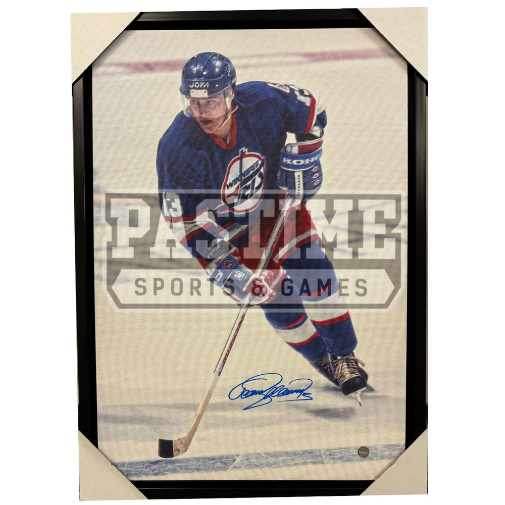 Teemu Selanne Autographed Winnipeg Jets Canvas (Skating 2) - Pastime Sports & Games