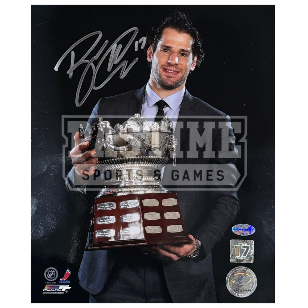 Ryan Kesler Autographed Vancouver Canucks Photo (With The Frank Selke Trophy) - Pastime Sports & Games