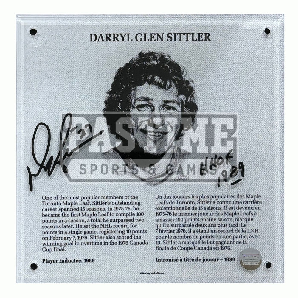 Darryl Sittler Autographed Hall Of Fame Plaque - Pastime Sports & Games