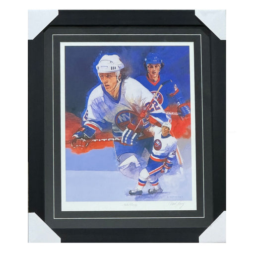 Mike Bossy Autogrpahed New York Islanders Framed Photo (D. Bathurst) - Pastime Sports & Games