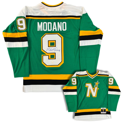 Mike Modano Autographed Minnesota North Stars Mitchell & Ness 1989/90 Vintage Hockey Jersey - Pastime Sports & Games