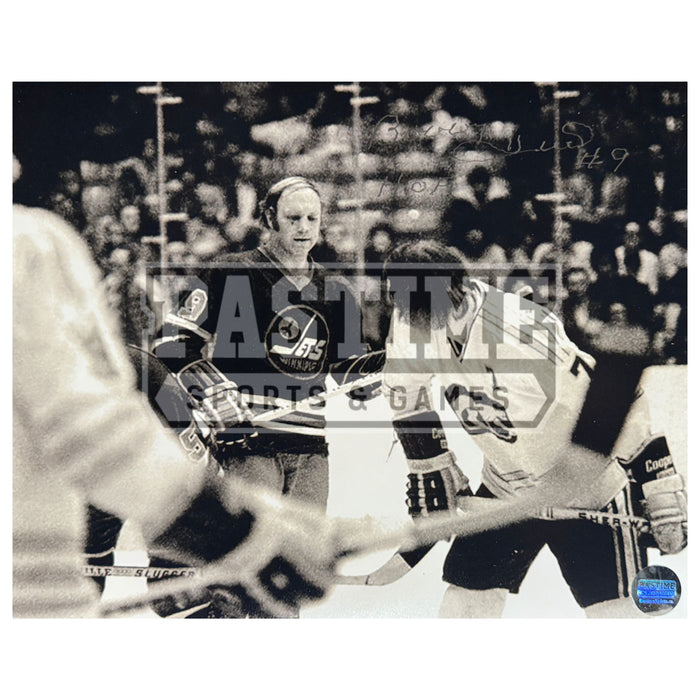 Bobby Hull Autographed Winnipeg Jets Photo (Looking At Chicago Cougars Player) - Pastime Sports & Games