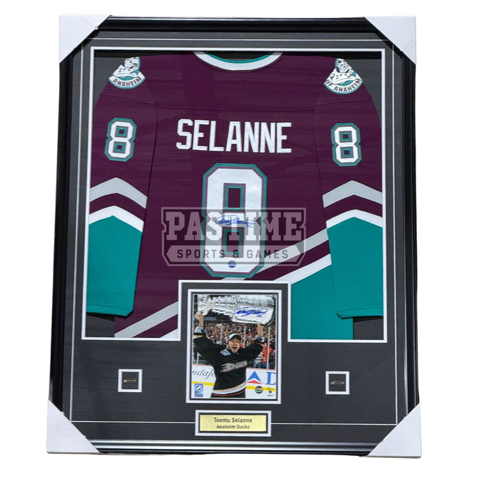 Teemu Selanne Autographed Framed Anaheim Ducks Home Hockey Jersey