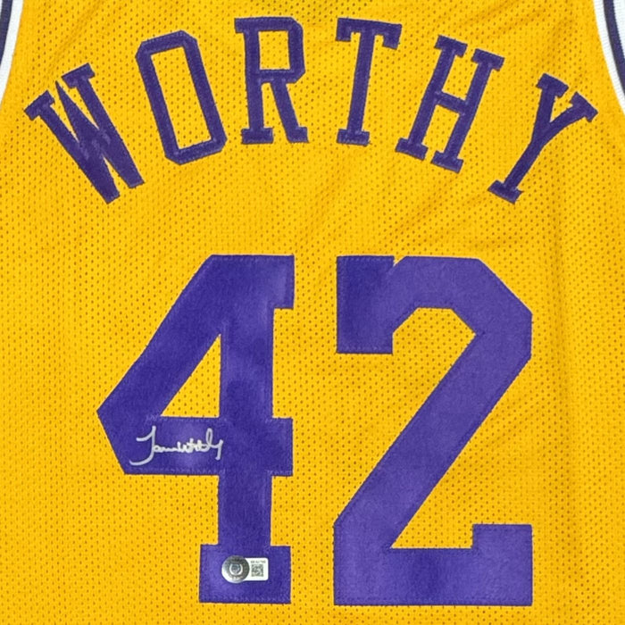 James Worthy Autographed Los Angeles Basketball Custom Jersey - Pastime Sports & Games