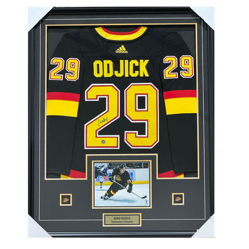 Gino Odjick Autographed Vancouver Canucks Framed Jersey - Pastime Sports & Games