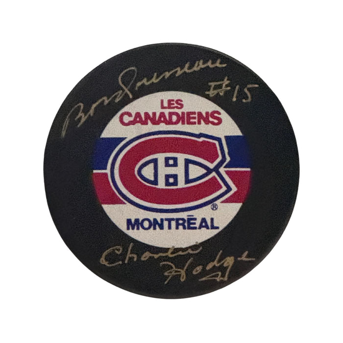 Bobby Rousseau & Charlie Hodge Autographed Montreal Canadiens Hockey Puck - Pastime Sports & Games