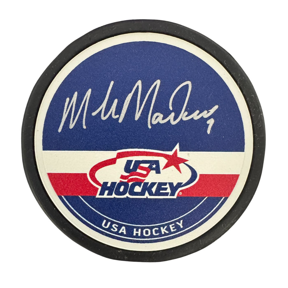 Mike Modano Autographed Team USA Hockey Puck (Mustang Textured Autograph Puck) - Pastime Sports & Games