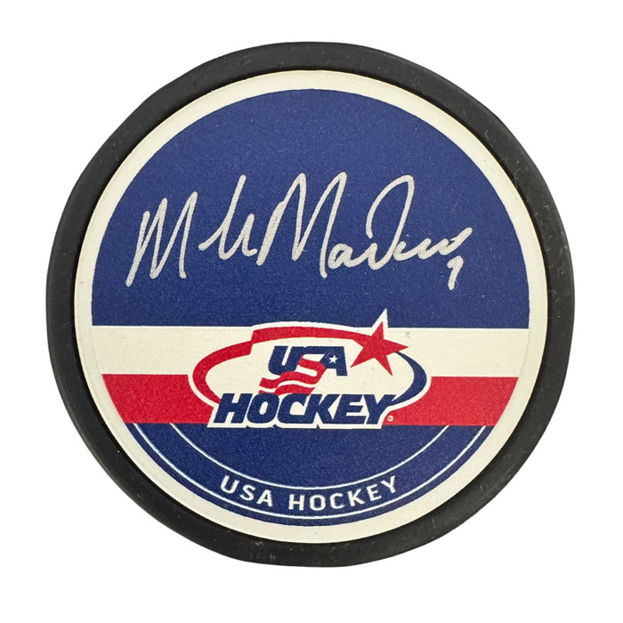 Mike Modano Autographed Team USA Hockey Puck (Mustang Textured Autograph Puck) - Pastime Sports & Games