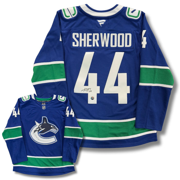 Kiefer Sherwood Autographed Vancouver Canucks Orca Fanatics Hockey Home Jersey