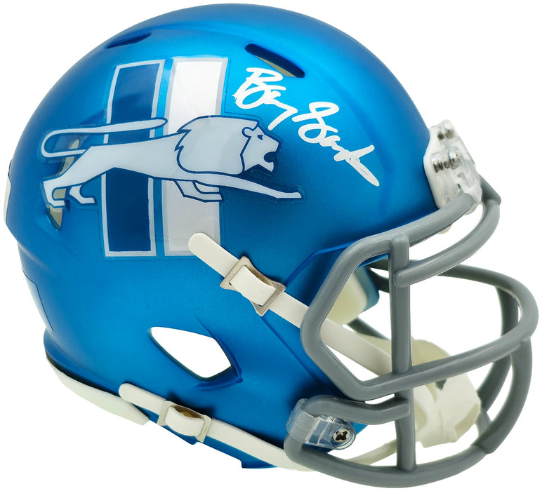 Barry Sanders Autographed Detroit Lions 2023 Alternate Blue Speed Mini Helmet