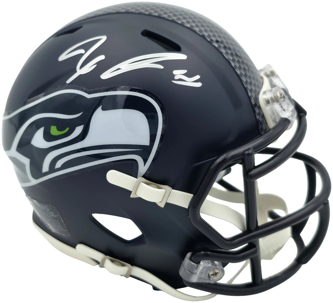 Jaxon Smith-Njigba Autographed Seattle Seahawks Blue Super Bowl LX Champions Logo Speed Mini Helmet