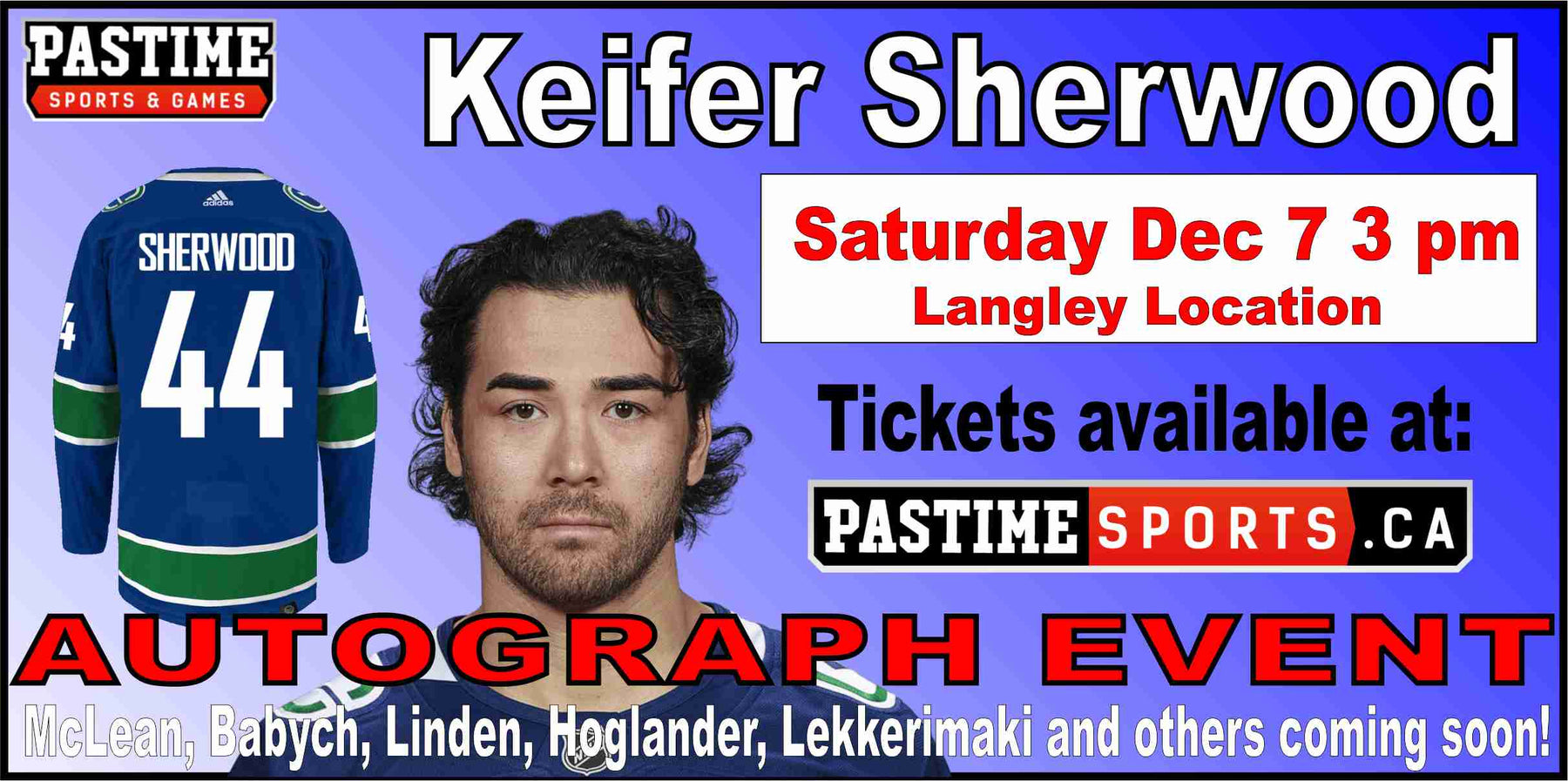 Kiefer Sherwood Autograph Event Dec 7 2024 3 PM