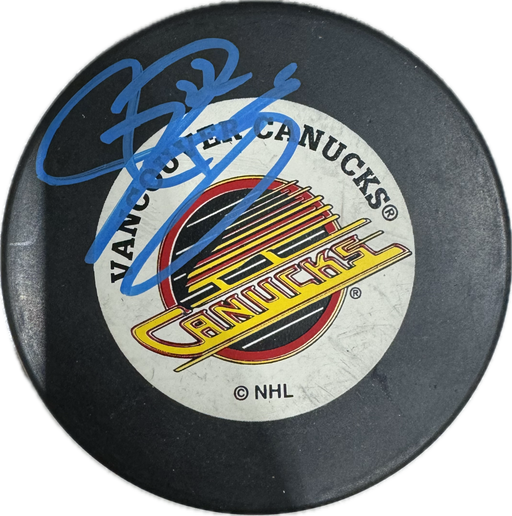 Jeff Brown Autographed Vancouver Canucks Hockey Puck (Small Skate Logo) - Pastime Sports & Games