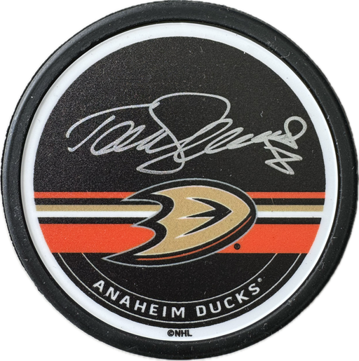 Teemu Selanne Autographed Anaheim Ducks Hockey Puck (Mustang Autograph Puck) - Pastime Sports & Games