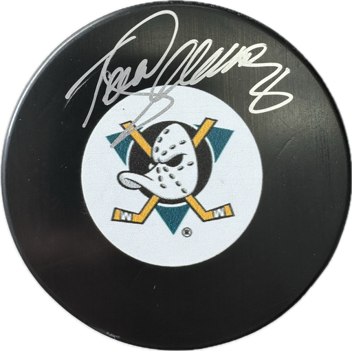 Teemu Selanne Autographed Anaheim Mighty Ducks Hockey Puck (Small Mighty Ducks Logo) - Pastime Sports & Games