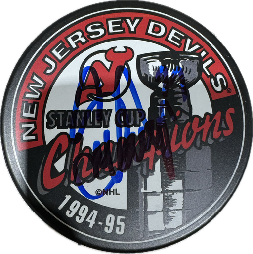 Scott Niedermayer Autographed New Jersey Devils Hockey Puck (1994-95 Stanley Cup Champions) - Pastime Sports & Games