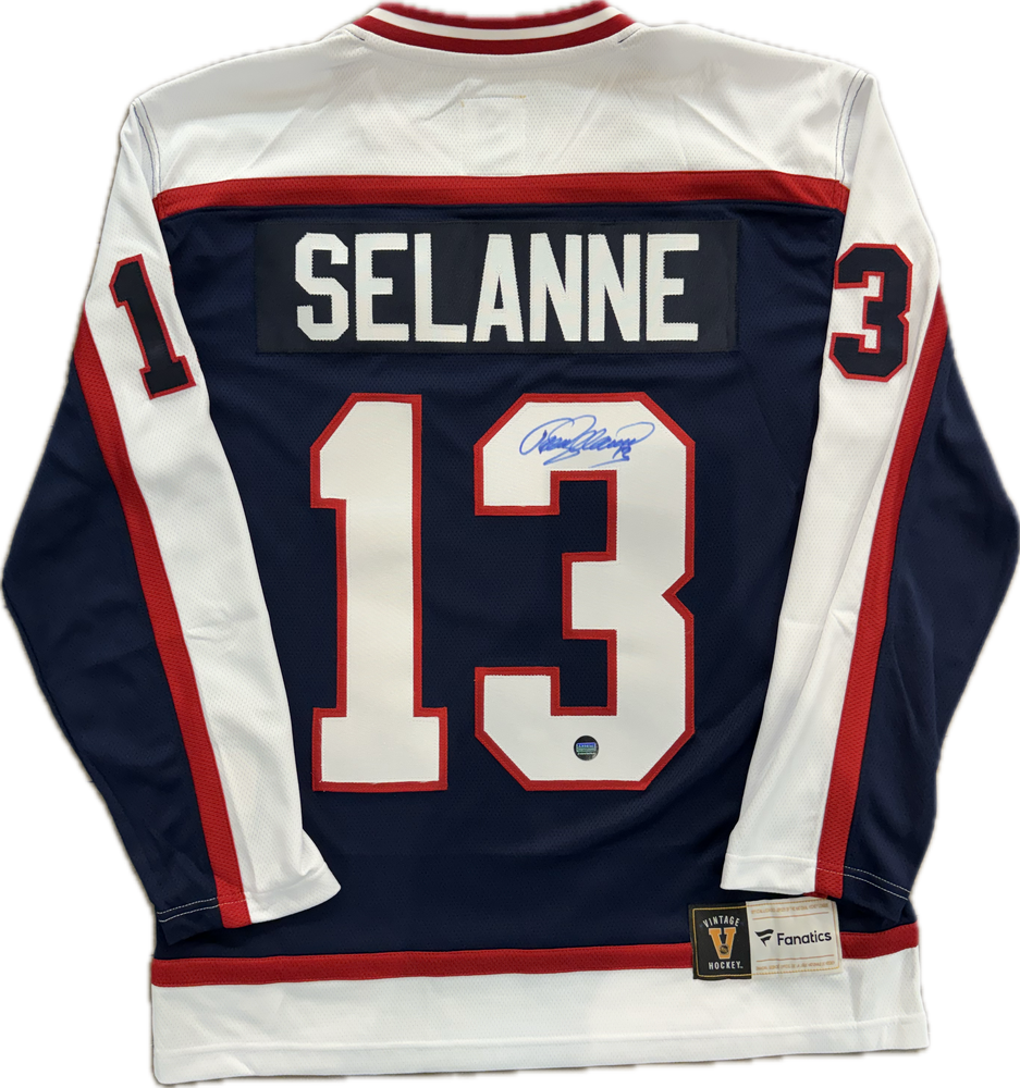 Teemu Selanne Autographed Winnipeg Jets Vintage Hockey Jersey