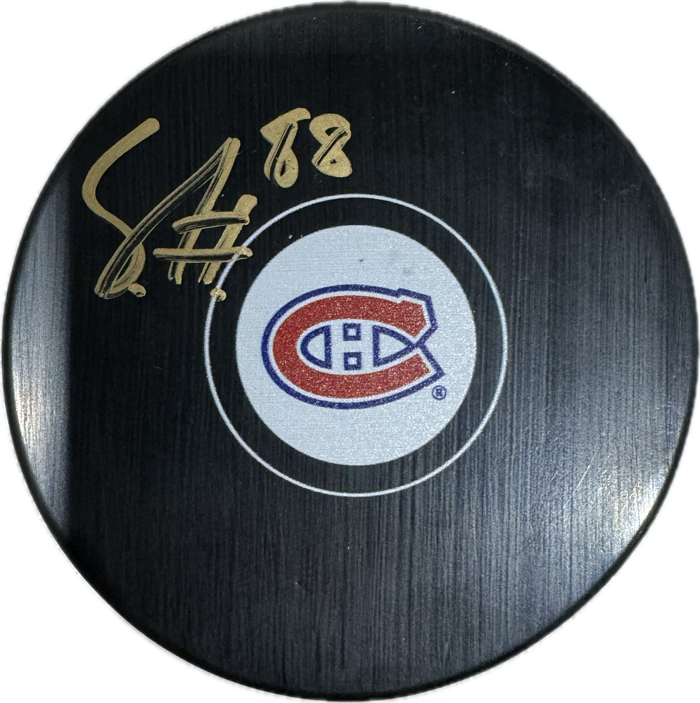 Samuel Houde Autographed Montreal Canadiens Hockey Puck (Small Logo) - Pastime Sports & Games