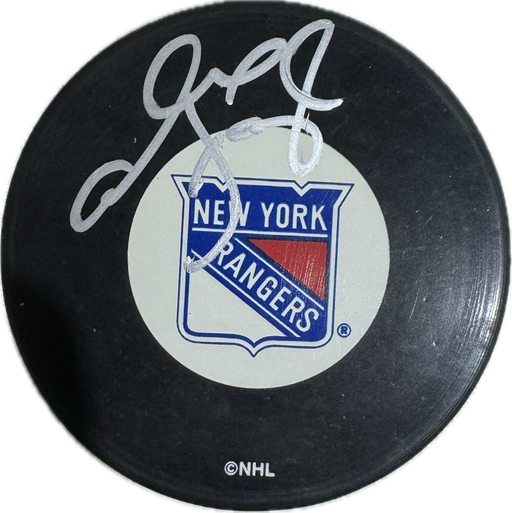 Alexandre Daigle Autographed New York Rangers Hockey Puck (Small Logo) - Pastime Sports & Games