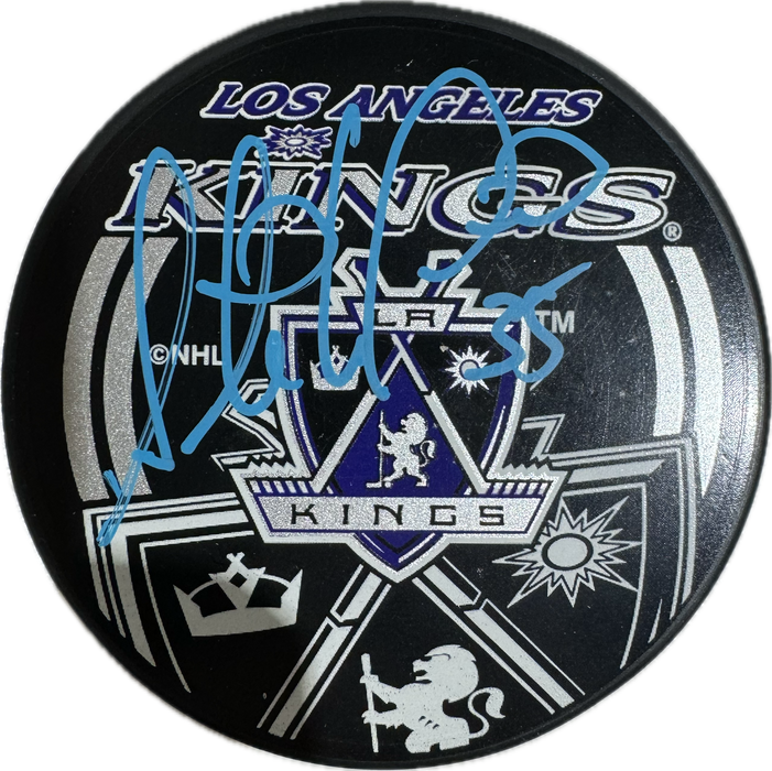 Stephane Fiset Autographed Los Angeles Kings Hockey Puck (Full Puck Design) - Pastime Sports & Games