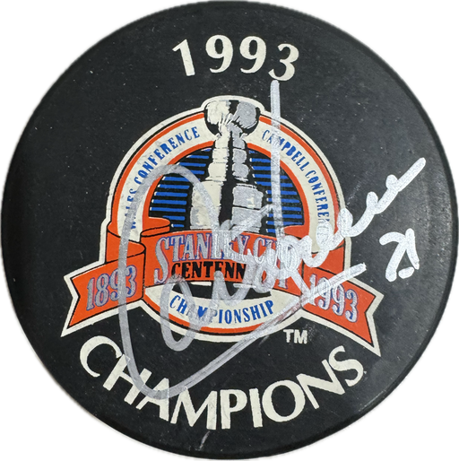 Guy Carbonneau Autographed Montreal Canadiens Hockey Puck (1993 Stanley Cup Champions) - Pastime Sports & Games
