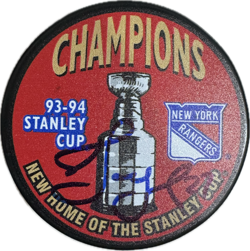 Alex kovalev Autographed New York Rangers Hockey Puck (1993/04 Stanley Cup Champions) - Pastime Sports & Games