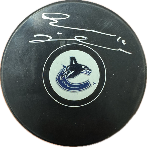 Trevor Linden Autographed Vancouver Canucks Hockey Puck (Small Orca Logo) - Pastime Sports & Games