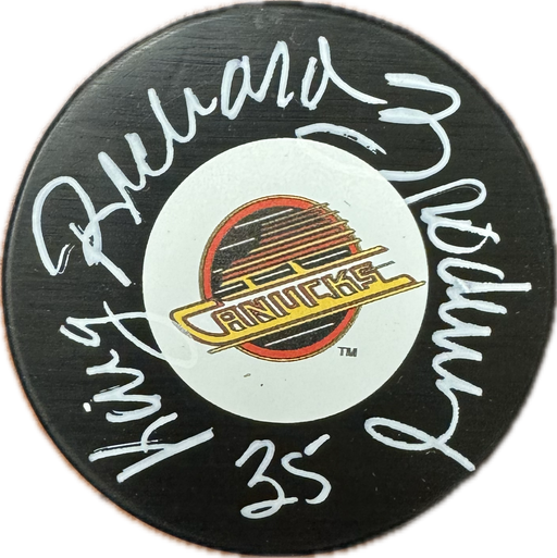 Richard Brodeur Autographed Vancouver Canucks Hockey Puck - Pastime Sports & Games