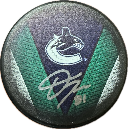 Dakota Joshua Autographed Vancouver Canucks Hockey Puck (Jersey V) - Pastime Sports & Games
