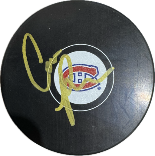 Cayden Primeau Autographed Montreal Canadiens Hockey Puck (Small Logo) - Pastime Sports & Games