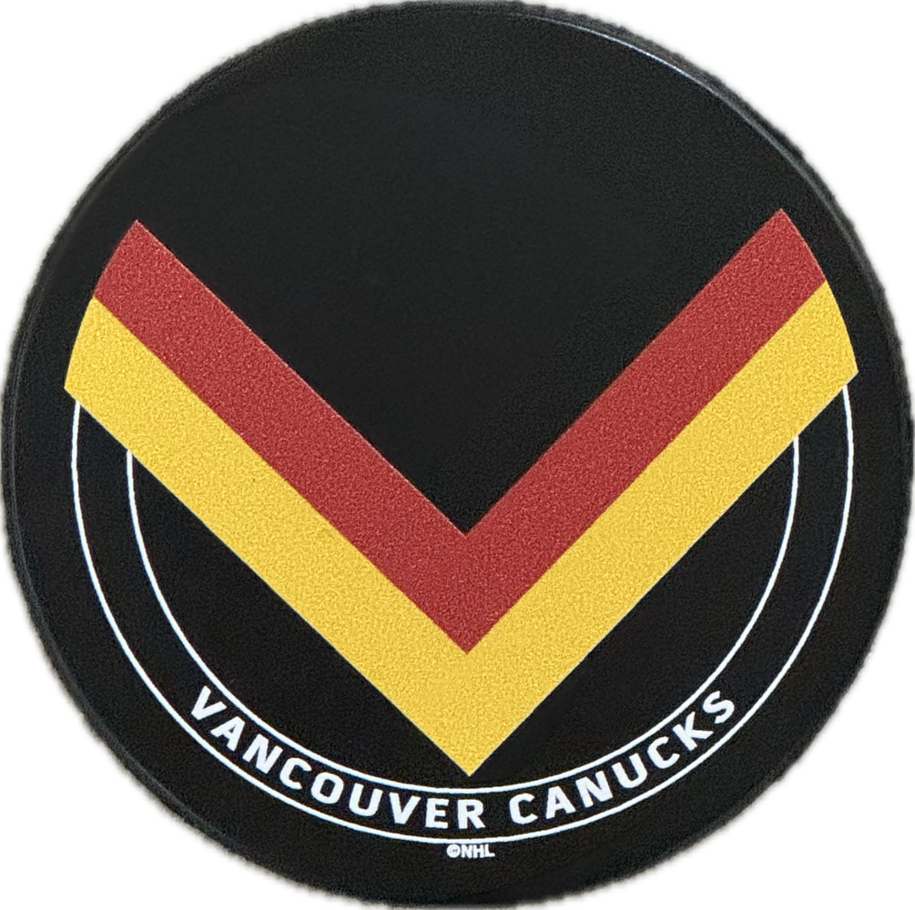 Vancouver Canucks V Logo Hockey Puck (Autograph Puck) - Pastime Sports & Games