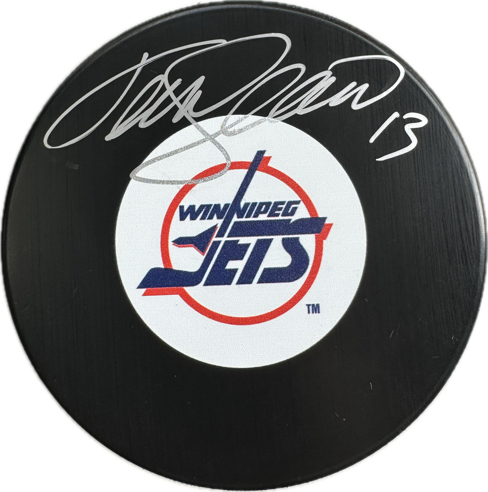 Teemu Selanne Autographed Winnipeg Jets Hockey Puck (Small Logo) - Pastime Sports & Games
