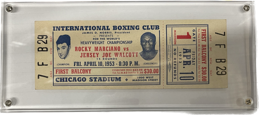 Rocky Marciano VS Jersey Joe Walcott Boxing Ticket Friday April 10, 1953 - Pastime Sports & Games